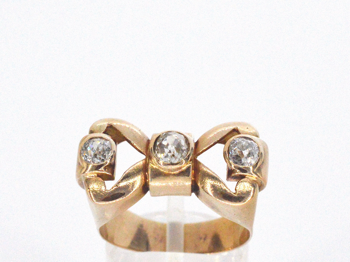 Rosegouden art deco ring met diamanten